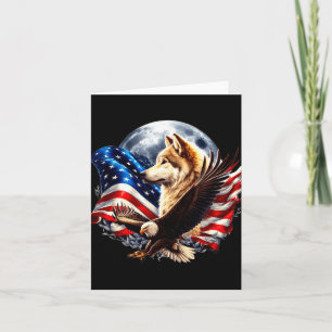Wolf Weißkopfseeadler Amerikanische Flagge Vollmon Karte