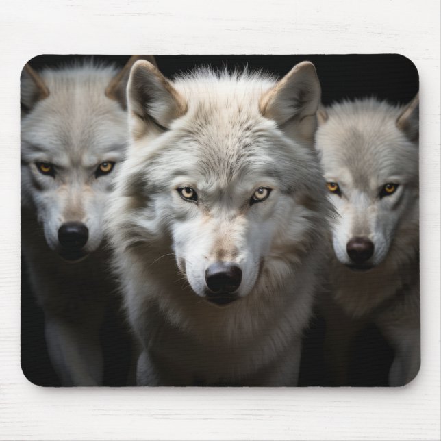 Wolf Wild Animal Portrait Fierce Power Mousepad (Vorne)