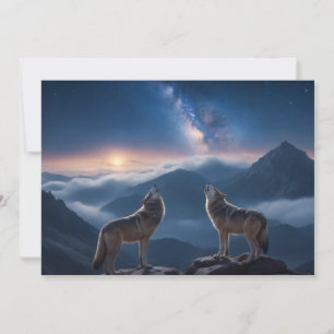 Wolf Wild Majestic Animal in einer Sterngalaxie Ankündigung