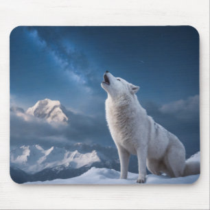 Wolf Wild Majestic Animal in einer Sterngalaxie Mousepad