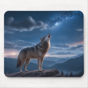 Wolf Wild Majestic Animal in einer Sterngalaxie Mousepad