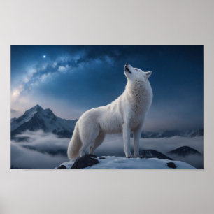 Wolf Wild Majestic Animal in einer Sterngalaxie Poster