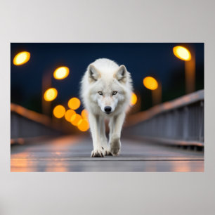 Wolf Wildlife Animal auf der Straße im Freien Poster