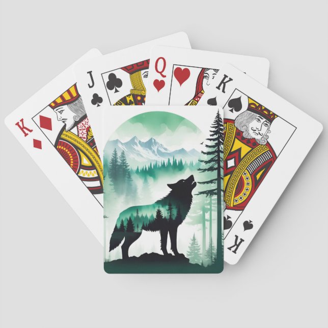 Wolf Wildlife Animal Nature Forest Art Spielkarten (Rückseite)