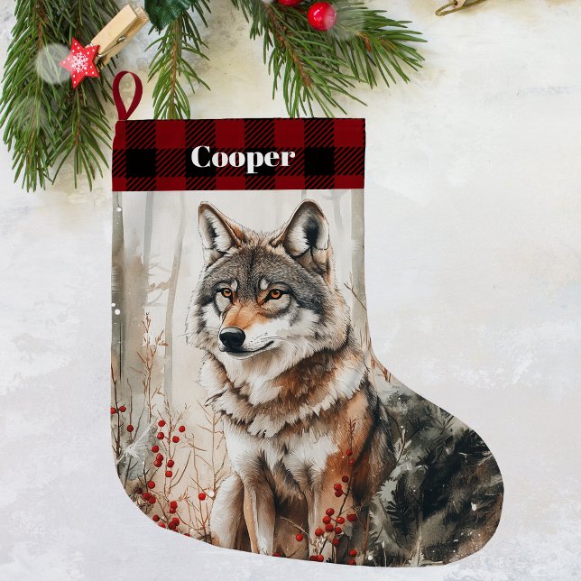 Wolf Wildlife Christmas Strumpf - Personalisiert Großer Weihnachtsstrumpf (Von Creator hochgeladen)