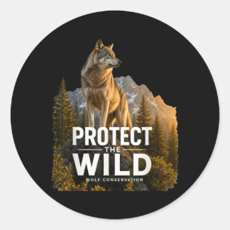 Wolf Wildtier Grafik Naturschutz Tier Runder Aufkleber