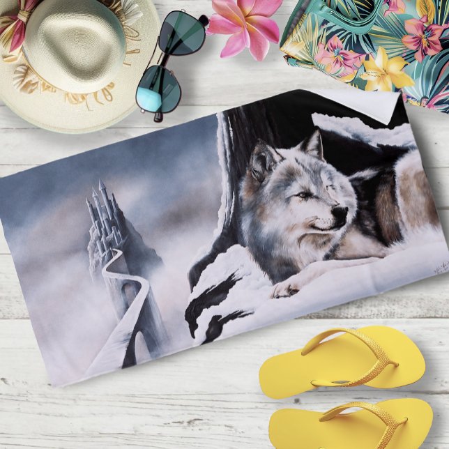 Wolf Winter Castle Fantasy Strandtuch (Von Creator hochgeladen)
