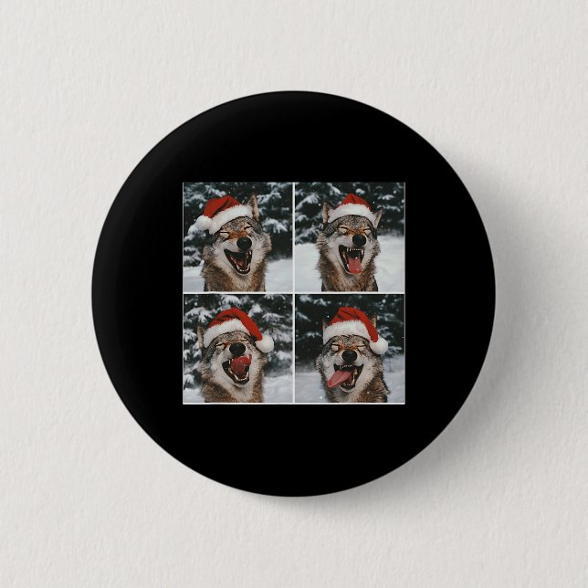 Wolf Winter Fotografie Wolf Conservation Christma Button (Vorderseite)