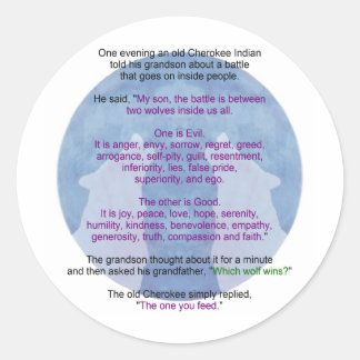 Wolf Wisdom Runder Aufkleber