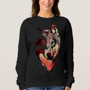 Wolf Wolf Silhouette Landschaftsabenteuer Wild Ani Sweatshirt