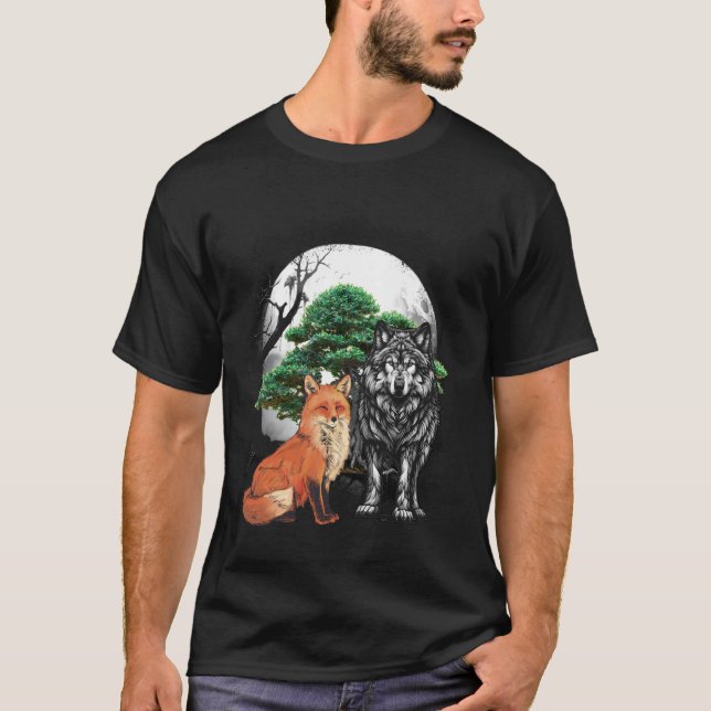 Wolf Wölfe Fuchs Füchse Wilde Tiere Waldtiere  T-Shirt (Vorderseite)