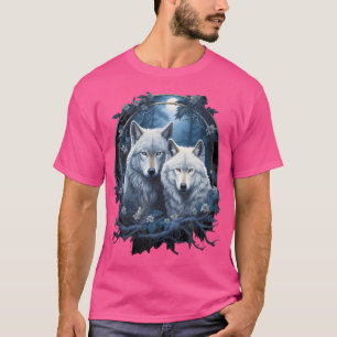 Wolf Wölfe im Wald durch die Nacht Mond Fantasy Ar T-Shirt