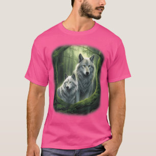 Wolf Wölfe im Wald durch die Nacht Mond Fantasy Ar T-Shirt