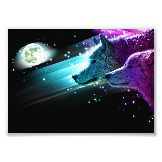 Wolf, Wölfe Mond, Mondlicht. Spirit Fotodruck (Vorne)