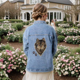 Wolf Wölfe Wasserfarbe Tierart Jeansjacke