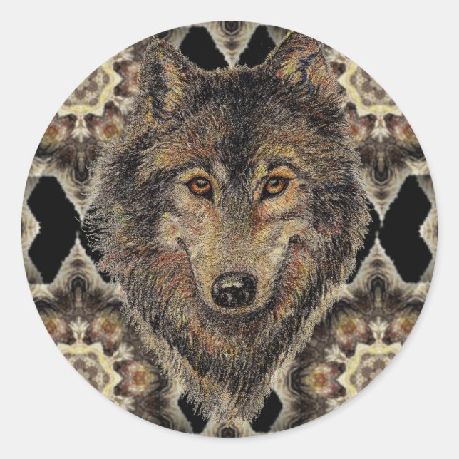 Wolf, Wölfe, Wildtiere, Natur, Runder Aufkleber (Vorderseite)