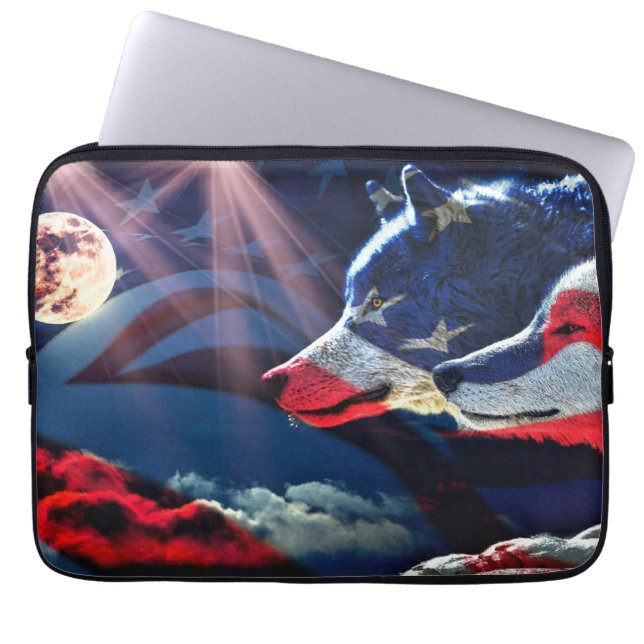 Wolf Wolves Full Moon Laptopschutzhülle (Vorderseite)