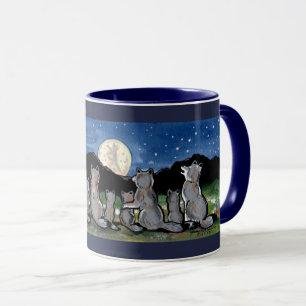 Wolf Wolves Howling bei Moon Designer Dark Blue Ta Tasse