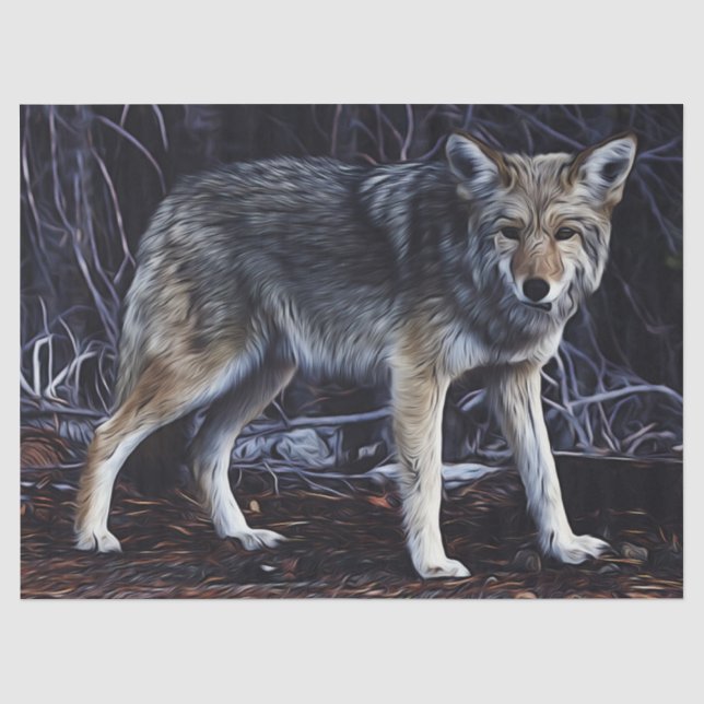 Wolf Wolves Schönes Wasserfarbendekoupage Seidenpapier (Vorderseite)