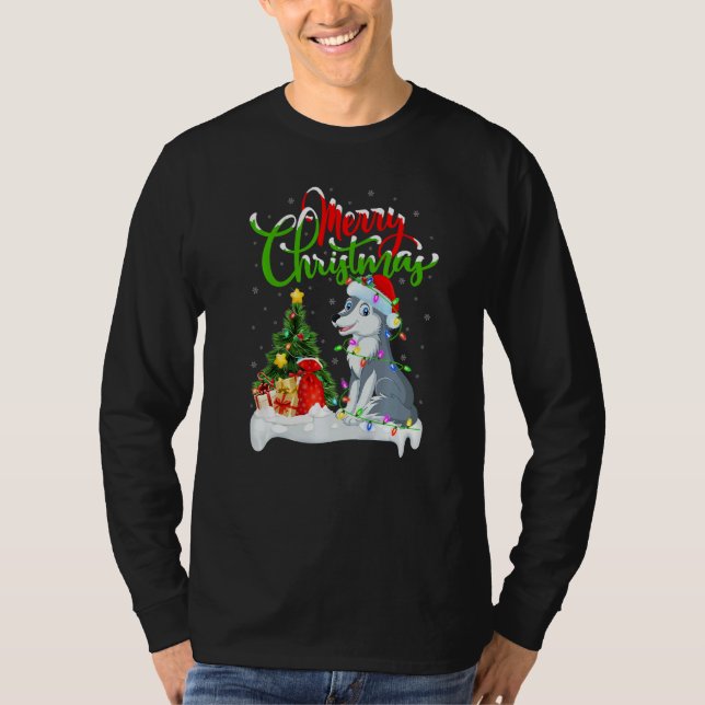 Wolf  Xmas Decorations Santa Wolf Christmas T-Shirt (Vorderseite)