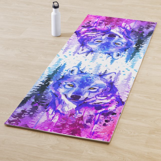 Wolf Yoga Mat - Wasserfarbe Grau Wolf Yogamatte (Beispiel)