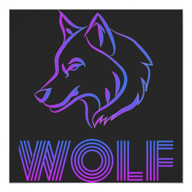 Wolf-Zeichen und Illustration Poster (Vorderseite)