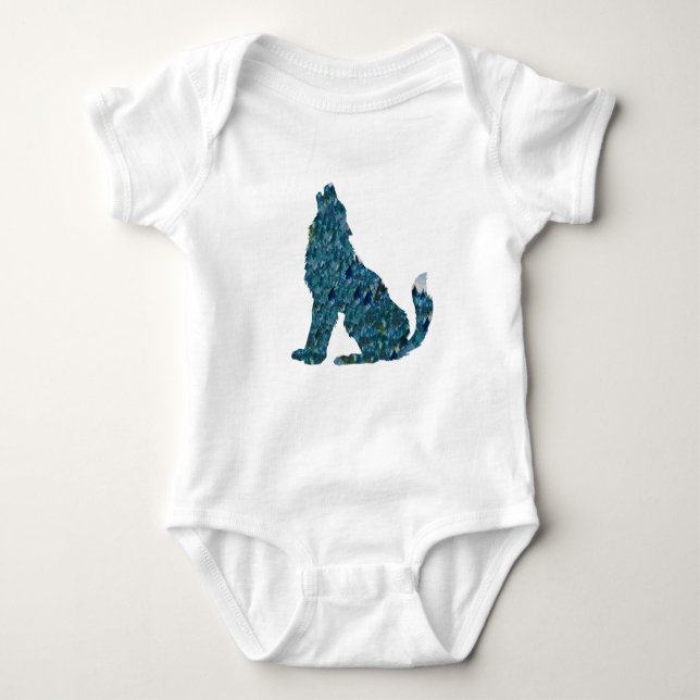 Wolf Zeichne Jersey Bodysuit Baby Strampler (Vorderseite)