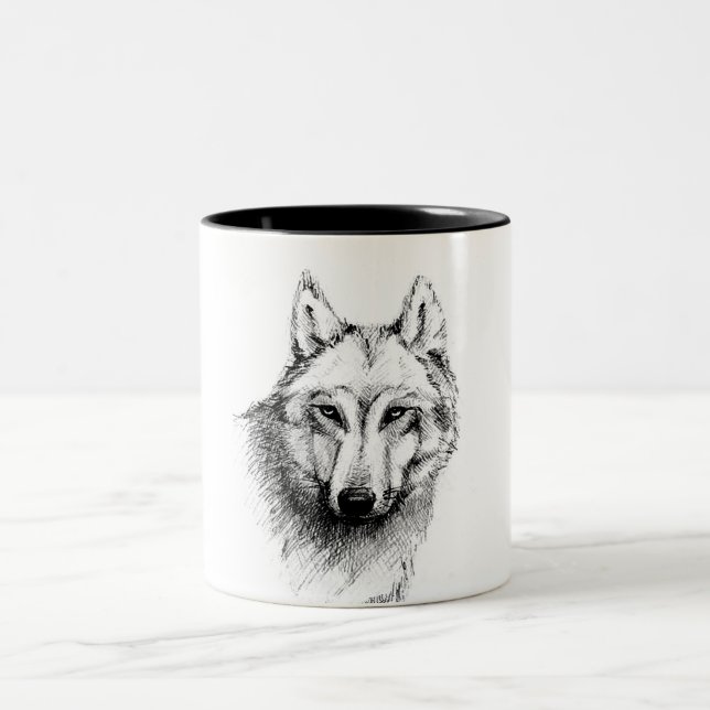 Wolf  zweifarbige tasse (Mittel)