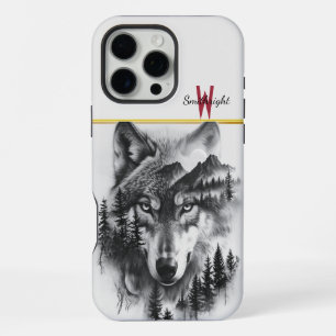 Wolf zwischen Bergen und Wald iPhone 16 Pro Max Hülle