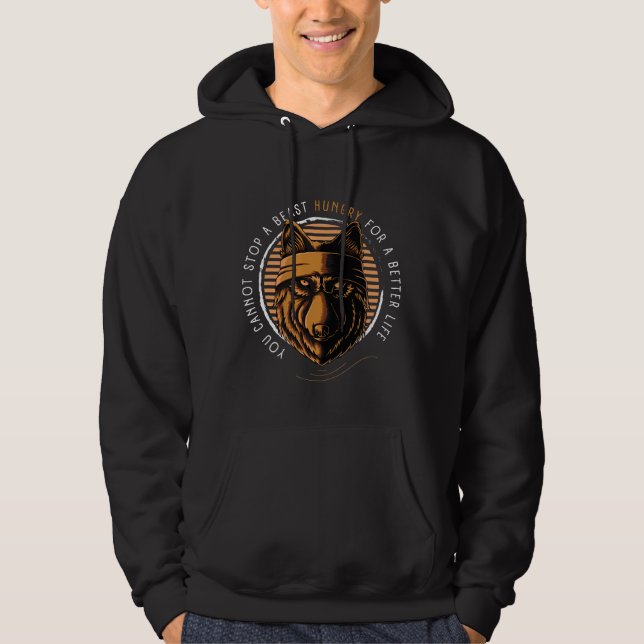 Wolfbestie mit Life Quotes Hoodie (Vorderseite)