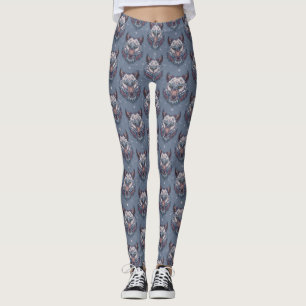Wölfchenköpfe mit bohischer Dekoration Leggings