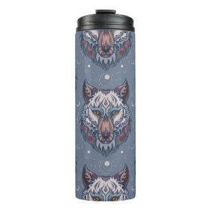 Wölfchenköpfe mit bohischer Dekoration Thermosbecher