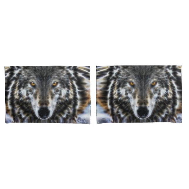 Wolfdekor inspirierend Porträt Kissenbezug (Vorderseite-Set)