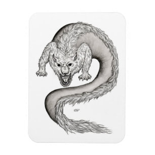 Wolfdragon black and white design magnet