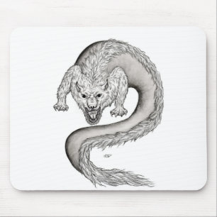 Wolfdragon black and white design mousepad