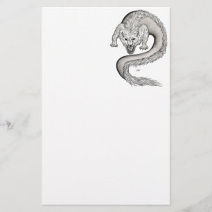 Wolfdragon Schwarzweiß-Design Briefpapier