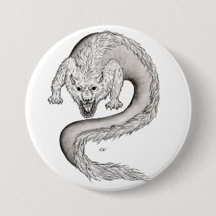 Wolfdragon Schwarzweiß Design Button