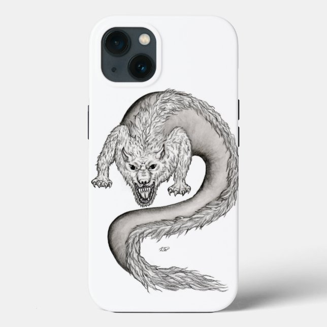 Wolfdragon Schwarzweiß-Design Case-Mate iPhone Hülle (Rückseite)