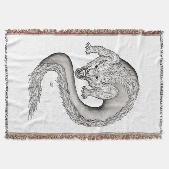 Wolfdragon Schwarzweiß-Design Decke (Vorderseite)