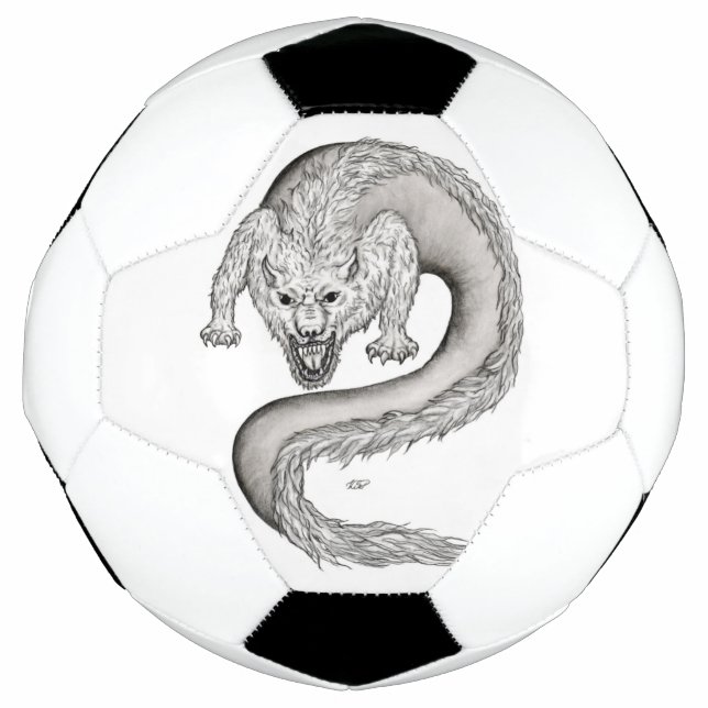Wolfdragon Schwarzweiß-Design Fußball (Vorderseite)