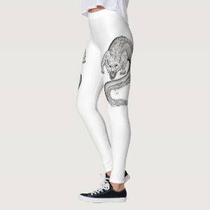 Wolfdragon Schwarzweiß-Design Leggings