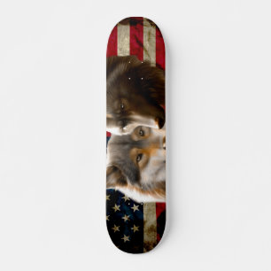 Wölfe amerikanische Flagge Skateboard