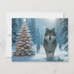 Wölfe an Weihnachten ein Winterwunderland-Flatcard