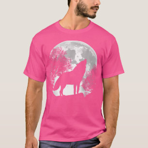 Wölfe auf dem Mond für Wölfe T-Shirt