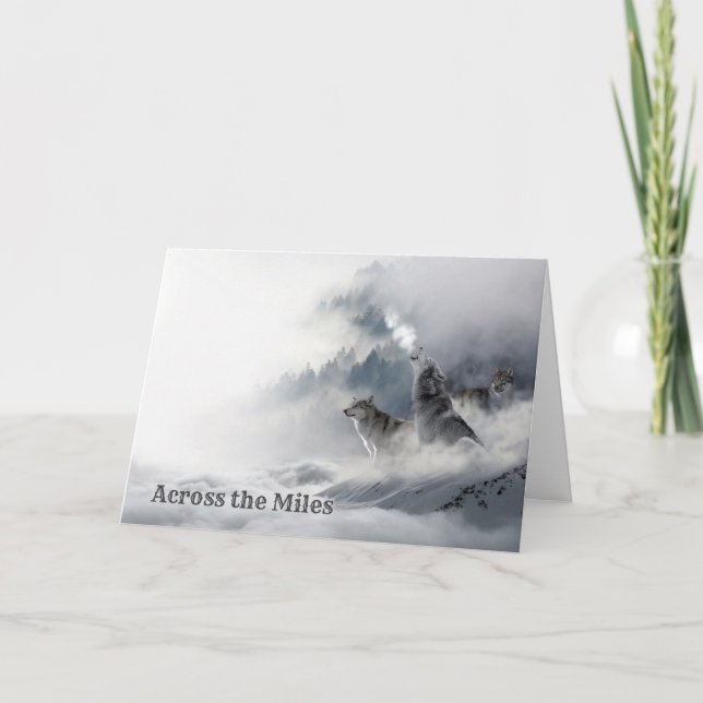 Wölfe, die im Winter Grußkarte heulen Karte (Vorderseite)