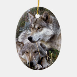 Wölfe ~ Digital-Öl-Schmerzen Keramik Ornament