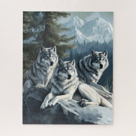 Wölfe entspannen im Waldpuzzle