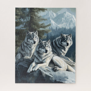 Wölfe entspannen im Waldpuzzle