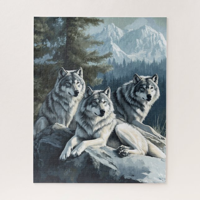 Wölfe entspannen im Waldpuzzle (Vertikal)
