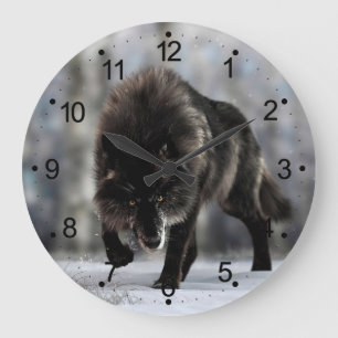 Wölfe Große Wanduhr